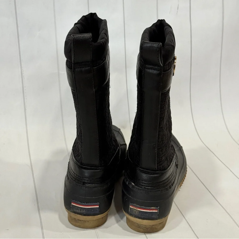 Vintage Y2K Tommy Hilfiger Black Quilted Rain Duck Boots‎ Preppy Chic Utility 7M